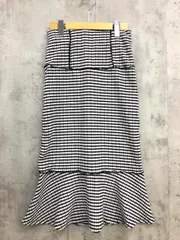MIIA ミーア 3412-362-6 バックレースアップデザイン ギンガムメロー スカート sizeF/黒×白 ■◇ レディース