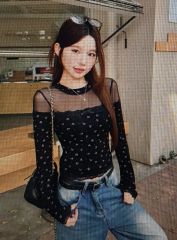 YILON レース ハーフジップ 長袖 トップス - メルカリ