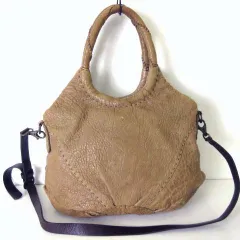 エンリーベグリン henry beguelin 希少 バッグ 2way ハンドバッグ ショルダーバッグ シボ革 レザー 本革 オミノ OMINO ロゴ 刺繍 ベージュ ブラウン かばん 鞄 カバンのサムネイル
