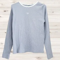 B1786 コルザ COLZA ハニーズ Tシャツ 長袖 ロンT(M) ブルー／青系 コットン 綿混 シンプル 着回し クルーネック ワンポイント刺繍