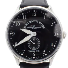 【美品】ZENO WATCH BASEL ゼノウォッチ 手巻き メンズ 腕時計 黒文字盤 純正革ベルト 6682【いおき質店】のサムネイル
