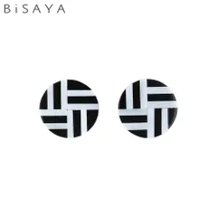 ＜BiSAYA＞ ピアス 幾何学模様×丸型 BAP0010-BK（ブラック）のサムネイル