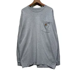 【中古】　Carhartt　ロンT　長袖　カットソー　トップス　クルーネック　ロゴT　ポケT　胸ポケット　無地　ワンポイント　ブランドロゴ　オーバーサイズ　アメカジ　古着　/1596