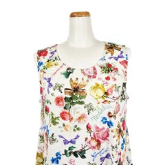 6月限定開催！7日間だけの感謝セール  鴨居羊子ワンピース　新品未使用‼️TUNIC　春夏 ノ ースリーブ100双天竺　ゴールドリボン　63226　オフ色のサムネイル