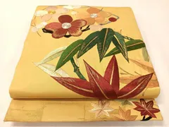 平和屋着物●アンティーク　大正ロマン　太鼓柄京袋帯　総刺繍　手刺繍　駒刺繍　梅笹菱文　金銀糸　正絹　逸品　CABH4616vp