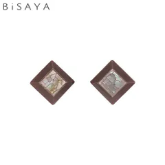 ＜BiSAYA＞ ピアス スクエア×モザイク BAP0012-BR（ブラウン）のサムネイル