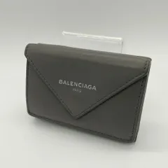 2605-103｜美品｜バレンシアガ ペーパー ミニウォレット レザー グレーのサムネイル