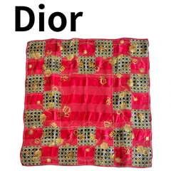 Christian Dior クリスチャンディオール シルク スカーフ トロッター チェーン 赤