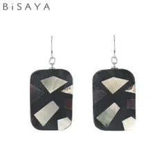 ＜BiSAYA＞ ピアス シェル×スクエア BAP0014-BK（ブラック）のサムネイル