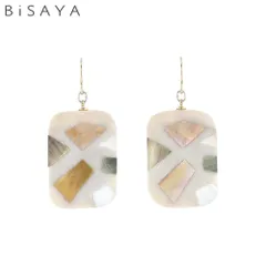 ＜BiSAYA＞ ピアス シェル×スクエア BAP0014-IV（アイボリー）のサムネイル