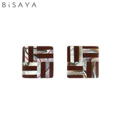 ＜BiSAYA＞ イヤリング 幾何学模様×スクエア BAE0008-BR（ブラウン）のサムネイル
