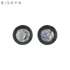 ＜BiSAYA＞ イヤリング シェル×モザイク BAE0009-BK（ブラック）のサムネイル