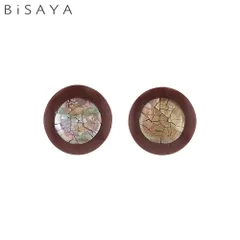 ＜BiSAYA＞ イヤリング シェル×モザイク BAE0009-BR（ブラウン）のサムネイル