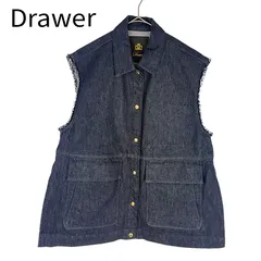 ドゥロワー Drawer デニムベスト インディゴ 36 フリンジ ノースリーブ ジレのサムネイル