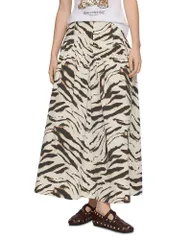 ガニー レディース ボトムスカート プリント コットン GANNI Zebra Print Stretch Cotton Skirt Egret アニマル
