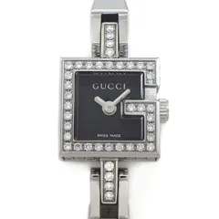 グッチ GUCCI 腕時計 Gミニ 102 パヴェ ダイヤケース/ベゼル スクエア ブラック文字盤 SS クオーツアナログ 【中古】のサムネイル