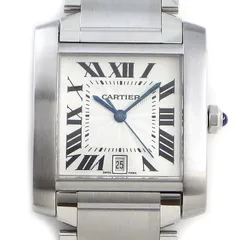 カルティエ Cartier 腕時計 タンク フランセーズ LM W51002Q3 スクエア ギョーシェ シルバー文字盤 ローマンインデックス デイト SS 自動巻き 【中古】のサムネイル
