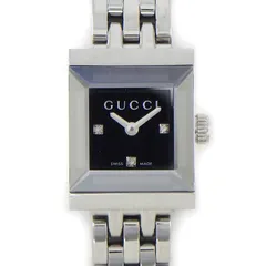 グッチ GUCCI 腕時計 Gフレーム 128.5 3ポイント ダイヤインデックス スクエア ブラック文字盤 SS クオーツアナログ 【中古】のサムネイル