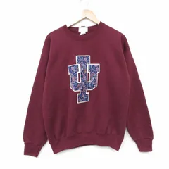 L/古着 リー Lee 長袖 スウェット メンズ 90年代 90s インディアナ カレッジクルーネック USA製 エンジ 26may01