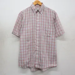 L/古着 アロー 半袖 シャツ メンズ 90年代 90s ボタンダウン USA製 ピンク他 チェック 26may01のサムネイル