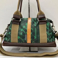 Y3812　Orla Kiely　オーラカイリー　ハンドバッグ　 2way　ショルダーバッグ　グリーン系　緑　 エナメル調　レザー　総柄　レディースのサムネイル