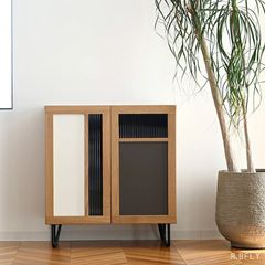 ニトリ限定品ジャパンディ北欧間仕切りシェルフ80 (NA)ルーバー引戸