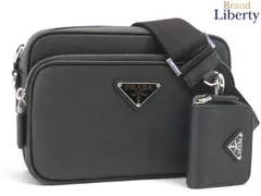 【新品同様】プラダ PRADA サフィアーノ トライアングル 斜め掛け ショルダーバッグ メッセンジャーバッグ ポシェット ショルダーポーチ ポーチ付き ブラック カーフレザー 2VH170