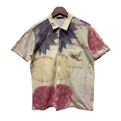 【中古】　MARITHE + FRANCOIS GIRBAUD　柄シャツ　半袖　シャツ　トップス　レギュラーカラー　胸ポケット　総柄　ボタニカル　花柄　日本製　古着　/1100のサムネイル