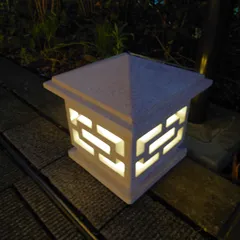 ランタン 灯籠 屋外 防水 ソーラーライト 太陽光 LED自動点灯 光る 玄関 庭 門扉 灯篭 灯籠 蟷螂 10時間人造石 23ｘ23ｘ23cmのサムネイル