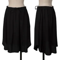ジルサンダーネイビーJIL SANDER NAVY レーヨンシルクウエストコードデザインタックスカート 黒42のサムネイル