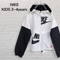 ナイキ　NIKE　ウィンドブレーカー　キッズ　95　100　105　3歳　4歳　ナイロンパーカー　ジップアップパーカー　スウォッシュ　ラグランスリーブ　ホワイト　白　ブラック　黒　ユニセックス　韓国　古着