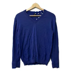 PaulSmith(ポールスミス) 長袖カットソー サイズM レディース美品  - ネイビー×白 Vネック/ドット柄のサムネイル