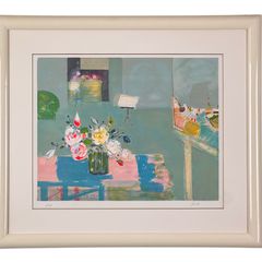 ギラマン「花とヴァイオリン」版画 額装 フランス絵画 インテリア #519