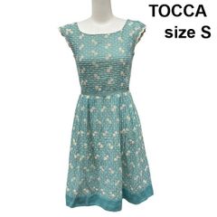 TOCCA フラワー刺繍 総レース グリーン ワンピース 上品 0 - メルカリ
