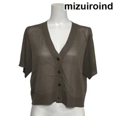 □ ミズイロインド mizuiroind サマーカーディガン ニット 半袖 Vネック シアー ワイドシルエット オリーブ系 M 9号 レディース S6E498のサムネイル