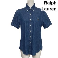 【人気完売品】POLO RALPH LAUREN：半袖デニムシャツ　RL袖ロゴ Ralph Lauren デニム半袖シャツ 刺繍ポニー S - メルカリ
