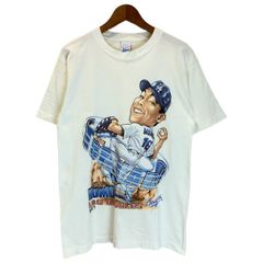 90s USA製 ロサンゼルス ドジャース 野茂英雄 イラストTシャツ M