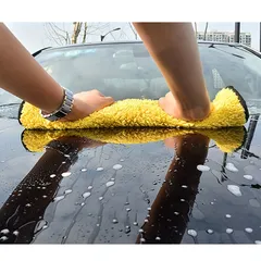 【高吸水＆速乾】マイクロファイバー クロス 5枚セット 両面コーラルフリース 超極細繊維 キッチン/車/お風呂掃除に 洗って繰り返し使える！イエロー＆グレー