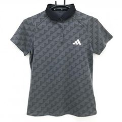 アディダス 半袖スキッパーシャツ 白×ネイビー 裾ロゴ レディース L ゴルフウェア adidas 美品アディダス 半袖スキッパーシャツ 白×ネイビー adidas（アディダス） 裾 レギュラーフィット