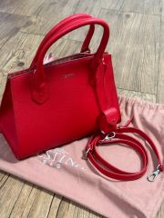 新品 Creme 本革 レザー トート ハンド バッグ コーラル レッド 赤 