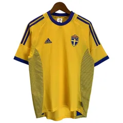 【中古】　adidas　ユニフォーム　半袖　トップス　クルーネック　刺しゅう　スウェーデン代表　イギリス製　スポーツ　古着　/1191