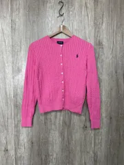 POLO RALPH LAUREN ポロ ラルフローレン ロゴ 刺繍 ケーブル カーディガン sizeレディースM相当/ピンク ◆■◎レディースのサムネイル