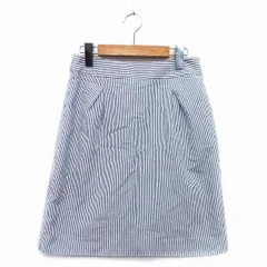 プロポーション ボディドレッシング PROPORTION BODY DRESSING 台形 スカート 膝上 綿混 ストライプ 柄 リボン タック 3 ブルー 青 ホワイト 白 /HT10