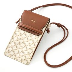 極美品【セリーヌ】トリオンフ モバイルポーチ フォンケース チェーン