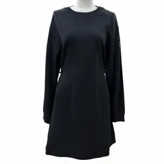 美品☆MONCLER モンクレール 2023年製 I20938I00012 VESTITO コットン100％ ロゴワッペン付 長袖 ワンピース ブラック XS 正規品 レディースのサムネイル