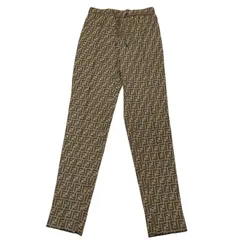 未使用品▼FENDI フェンディ FB0479 FFロゴ ズッカ柄 ロゴワッペン付き センタープレス スラックス イージーパンツ ブラウン 50 イタリア製 正規品 メンズのサムネイル