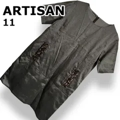 【美品】ARTISAN アルティザン 半袖 ワンピース ひざ丈 ミニ 光沢 シャイニー メタリック グレー ブロンズ スパンコール ポケット キュブラ 裏地付き バックジップ 日本製 ファイブフォックス フォーマル ドレス 結婚式 L【11】のサムネイル