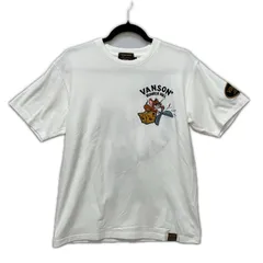 VANSON バンソン メンズ Tシャツ トムとジェリー コラボ Tシャツ しっぽアート 刺繍プリント ベア天竺 sizeM ホワイトのサムネイル