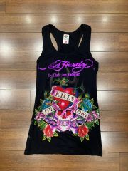 レア y2k Ed Hardy ラブキル スカルロゴ ラインストーンタンクトップ