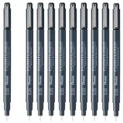 新品 ぺんてる 水性ペン ミリペン ポイントライナー 0.05mm ブラック 10本 S20P-05AD(10)のサムネイル